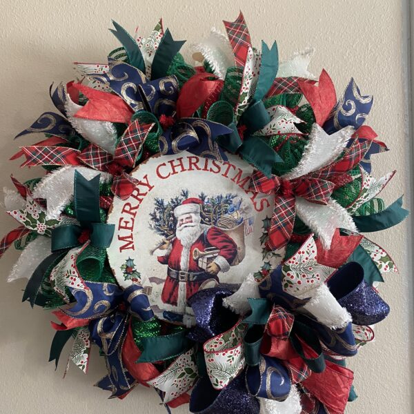 Vintage Santa Merry Christmas Wreath