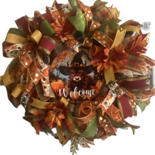 Autumn Wreath Highland Cow