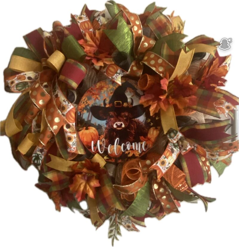 Autumn Wreath Highland Cow